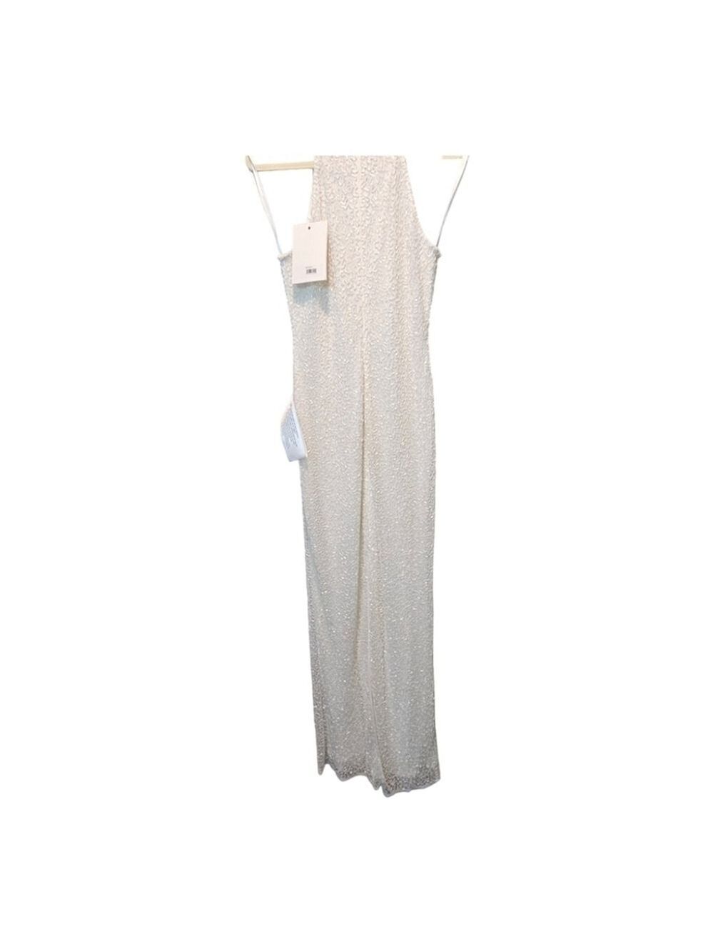 Mac Duggal Beaded Sleeveless High Neck Column Gown in White Size 8 - Picture 6 of 12